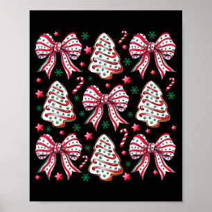 Coquette Bow Tree Cake Candy Cane Merry Christmas Poster