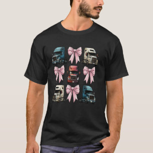 Coquette Bow Trucker Truck Driver Mum Ribbon Mothe T-Shirt