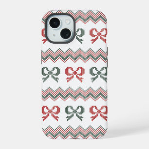 Coquette Bow Ugly Sweater Christmas Holiday iPhone 15 Case