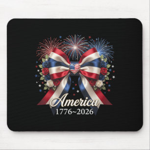 Coquette Bow USA Heart 1776 2026 July 4th 250th Mouse Mat