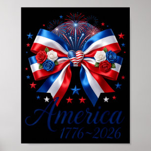 Coquette Bow USA Heart 1776 2026 July 4th 250th Poster
