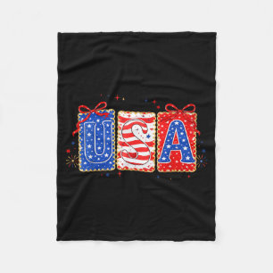 Coquette Bow USA Patriotic American Flag 4th of Fleece Blanket