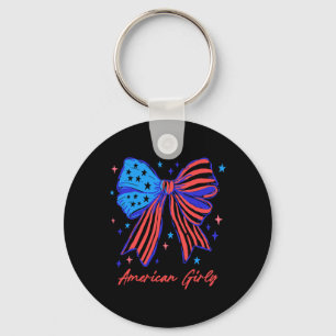 Coquette Bow Usa Patriotic American Flag 4th Of Ju Key Ring
