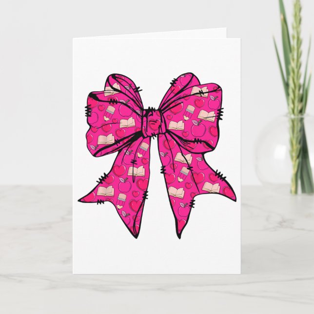 Coquette Bow Valentine’s Day Pencil Notebook Teach Card (Front)