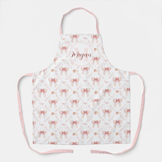 Coquette bow watercolor  apron (Front)