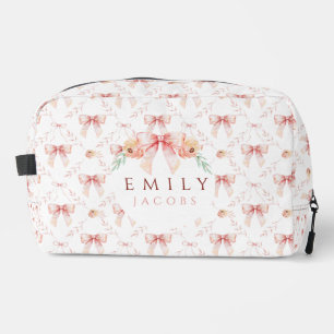 Coquette bow watercolor dopp kit