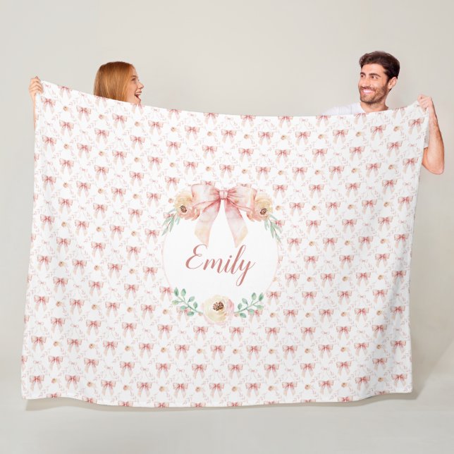 Coquette bow watercolor  fleece blanket (In Situ)
