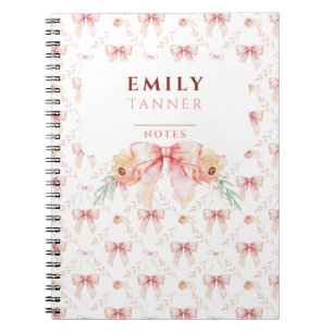 Coquette bow watercolor notebook
