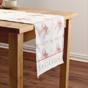 Coquette bow watercolor  short table runner
