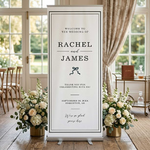 Coquette Bow Wedding Welcome Minimalist Elegant Retractable Banner