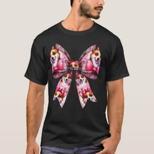 Coquette Bow Welsh Corgi Dog Pattern Mum Girl Pink T-Shirt