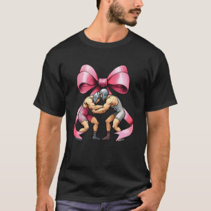 Coquette Bow Wrestling Wrestler Pink Ribbon Mum Gi T-Shirt