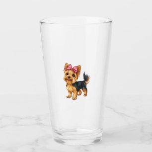 Coquette Bow Yorkshire Terrier Dog Yorkie Mum Girl Glass