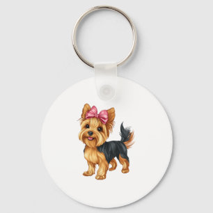 Coquette Bow Yorkshire Terrier Dog Yorkie Mum Girl Key Ring