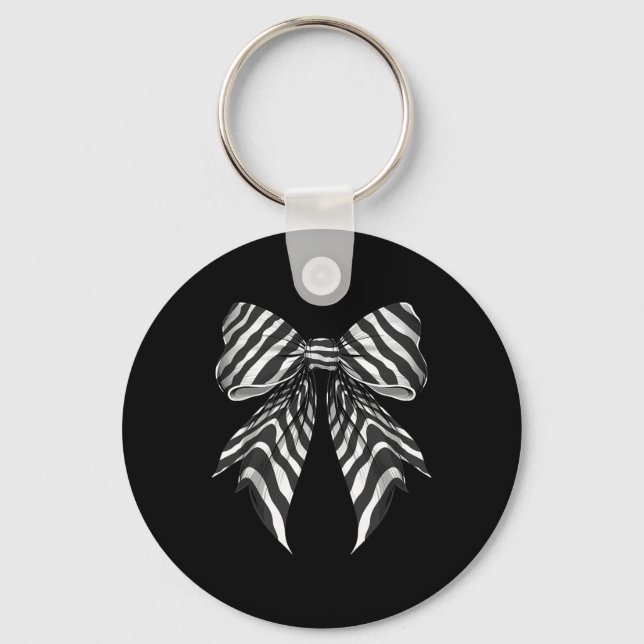 Coquette Bow Zebra Skin Pattern Cute Halloween Cos Key Ring (Front)