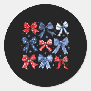 Coquette Bows 4th Of July Patriotic Bows Women Gir Classic Round Sticker
