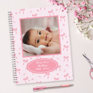 Coquette Bows & Blossoms Custom Baby Photo Album Notebook