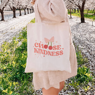 Coquette Bows & Cherries 'Choose Kindness' Tote Bag