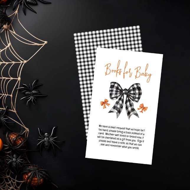 Coquette Bows Halloween Baby Shower Books for Baby Enclosure Card (Halloween Coquette Black | Orange Bows Girl Baby Shower Books for Baby Enclosure Insert Card)