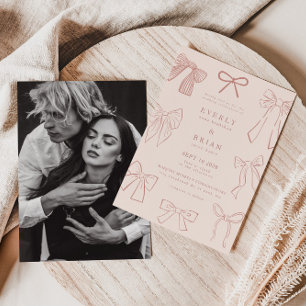 Coquette Bows Pink Wedding Invitation