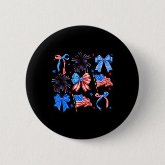 Coquette Bows Red White Blue Usa Flag 4th Of July  6 Cm Round Badge