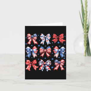 Coquette Bows Red White Blue USA Flag 4th of July Card