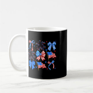 Coquette Bows Red White Blue Usa Flag 4th Of July  Coffee Mug