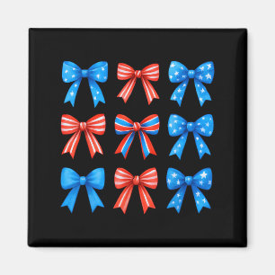 Coquette Bows Red White Blue USA Flag 4th of July Magnet