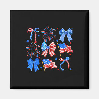 Coquette Bows Red White Blue Usa Flag 4th Of July  Magnet