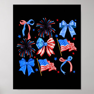 Coquette Bows Red White Blue Usa Flag 4th Of July  Poster