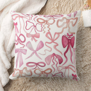 Coquette Bridal Shower Gifts Pink Bow Home Decor  Cushion