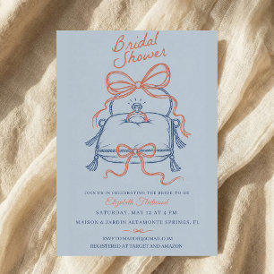 Coquette Bridal Shower Ring Pillow Ribbon Bow Invitation