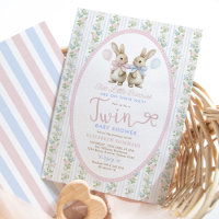 Coquette Bunny Balloon Boy Girl Twin Baby Shower