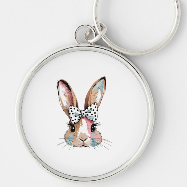 Coquette Bunny Bow Easter Keychain – Cute & Chic (Front)