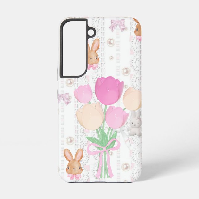 Coquette Bunny Phone Case – White & Floral (Back)