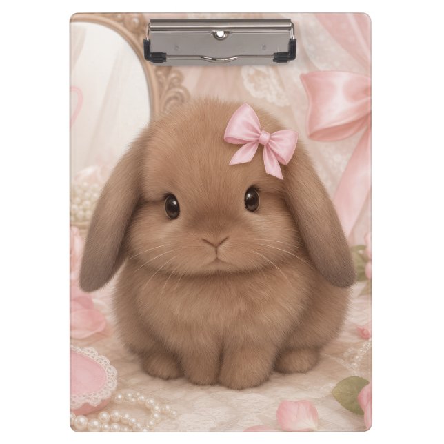 coquette bunny pink bow clipboard (Front)