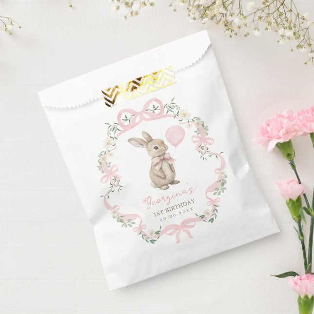 Coquette Bunny Pink Bow Girl Birthday Favour Bags (Sealed)
