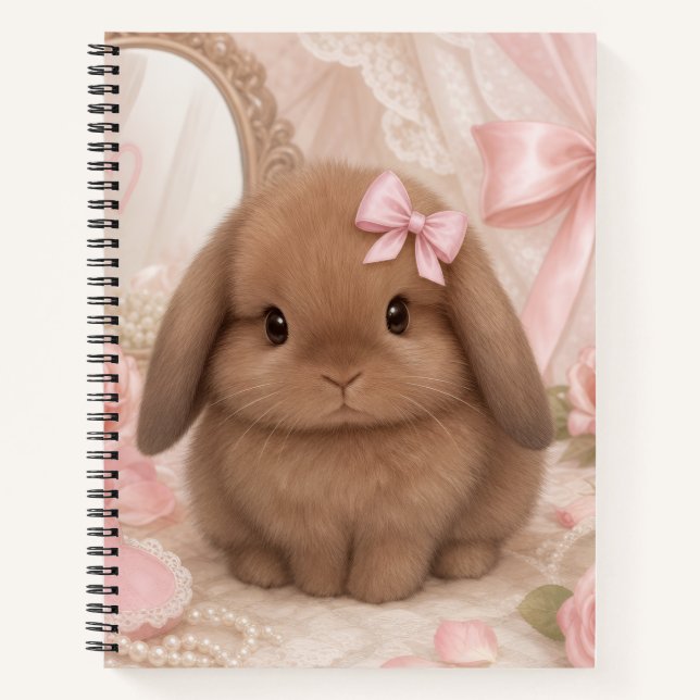 coquette bunny pink bow  notebook (Front)