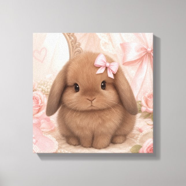 coquette bunny pink bow wall art  (Front)