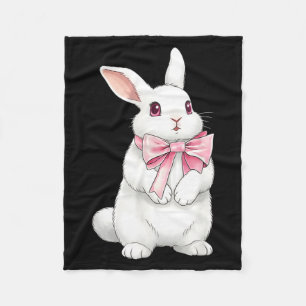 Coquette Bunny Pink Ribbon Bow Survivor Design Fleece Blanket