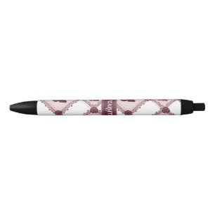 Coquette Burgundy Bow Black Ink Pen