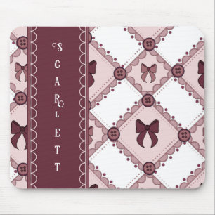 Coquette Burgundy Bow Mouse Mat