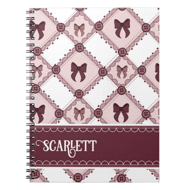 Coquette Burgundy Bow Notebook (Front)
