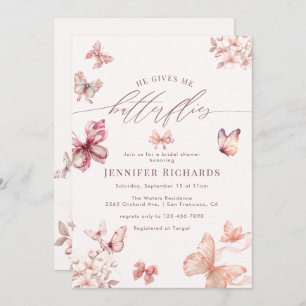 Coquette Butterfly    Butterflies Bridal Shower  Invitation