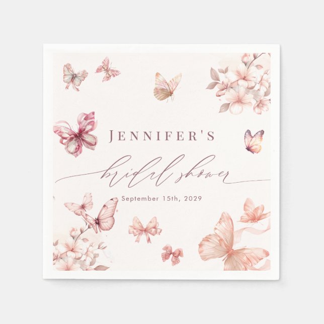 Coquette Butterfly |  Butterflies Bridal Shower  Napkin (Front)
