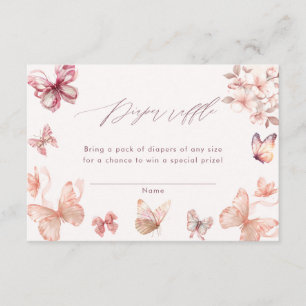 Coquette Butterfly    Butterflies Diaper Raffle Enclosure Card