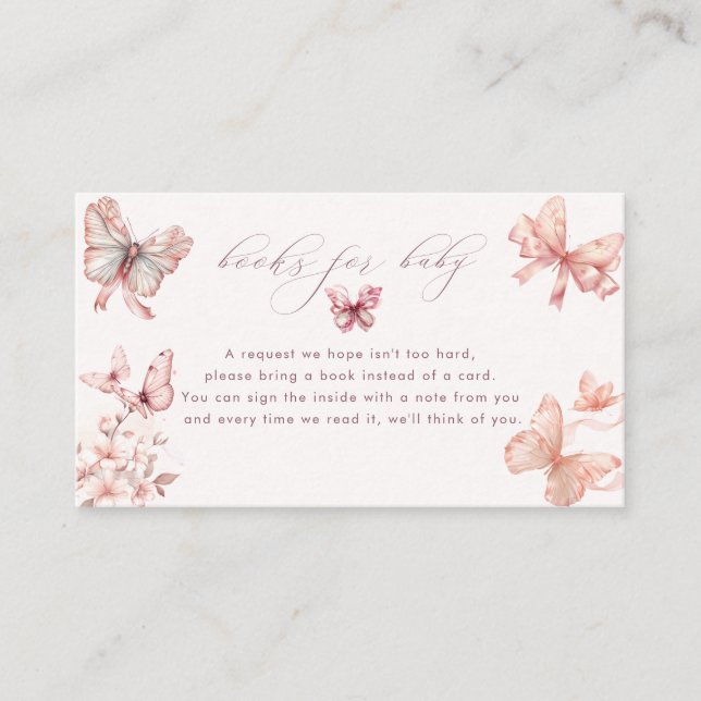 Coquette Butterfly | Pink Baby Girl Books for Baby Enclosure Card (Front)