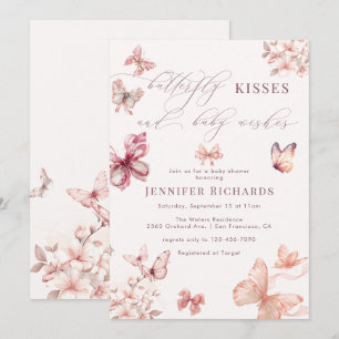 Coquette Butterfly Pink Baby Girl Shower Invitation