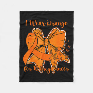 Coquette butterfly ribbon wear orange for kidney fleece blanket