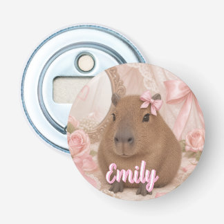 coquette capybara pink bow bottle opener